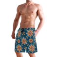thumbnail image 2 of Dailycode Men's Quick Dry Swim Trunks Beach Shorts Casual Summer Board Shorts with Pockets, Arabesque Floral Flowers, 2 of 8