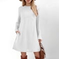thumbnail image 5 of Long Sleeve Dress for Women Crew Neck Empire Waist Tunic Dress with Pockets, 5 of 9