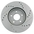 thumbnail image 3 of TRQ Front Performance Brake Rotors Set Premium G-Coated Cross Drilled & Slotted Fits Select 2013-2018 Ford C-Max 2012-2018 Focus 2012-2013 Volvo C30 2010-2013 C70 2004-2011 S40 2005-2011 V50, 3 of 5