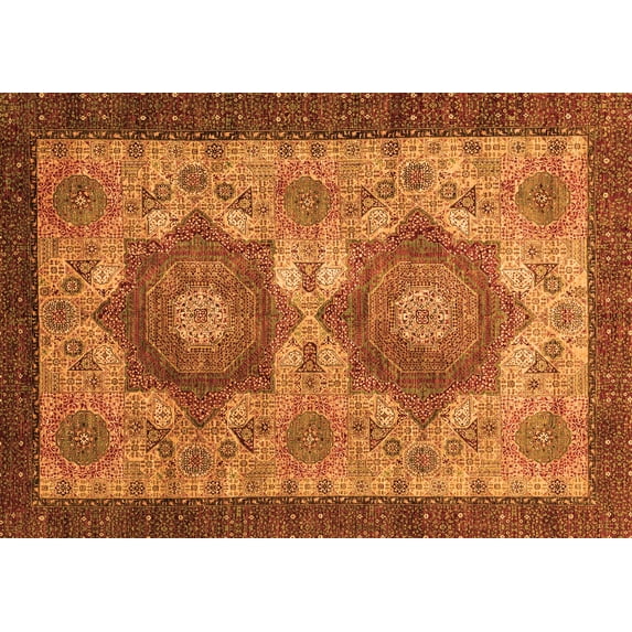 Ahgly Company Indoor Rectangle Abstract Orange Modern Area Rugs, 2' x 3'