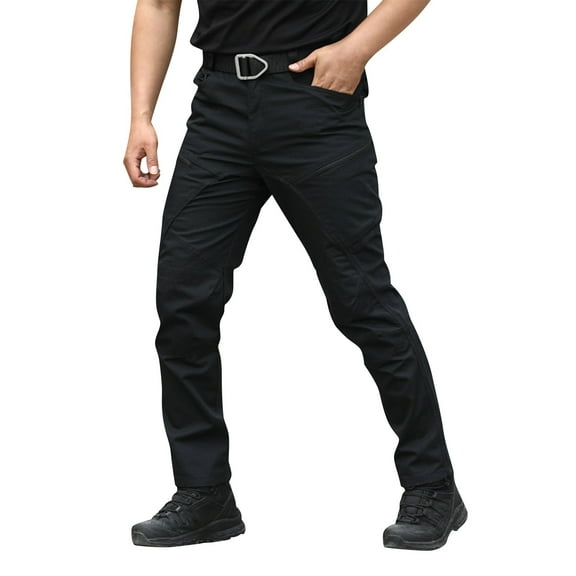 Dwellite Men's Pants Cargo Pants Lightweight Casual Summer Hiking Outdoor Work Pants with Zipper Pockets 2026 Black S