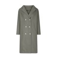 thumbnail image 4 of Viikei Ladies Thick Woolen Coat Mid Length,Women Casual Long Sleeve Loose Fashion Solid Woolen Double Breasted Coat Gray L, 4 of 6