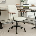thumbnail image 4 of Gymax Velvet Home Office Chair Swivel Adjustable Task Chair w/ Wooden Armrest Beige, 4 of 10