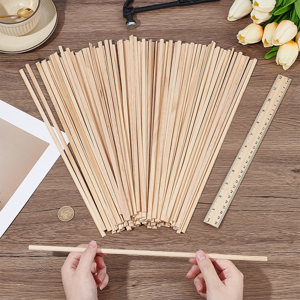 100Pcs Wood Craft Sticks Half Round Dowel Rod for Braiding Tapestry Arch Navajo White 35.1x0.7x0.35cm diy