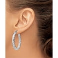 thumbnail image 3 of Sterling Silver Rhodium-Plated Textured 4X35mm Hoop Earrings (37 X 37) Made In Mexico qe11510, 3 of 5