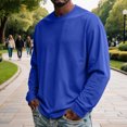 thumbnail image 7 of IAJDKMEK Long Sleeve Shirts for Men - Stretch Fit Round Neck Soft Tee Shirts, Lightweight Breathable Comfortable Tops for Daily Wear, Work, Office, and Weekend,Dark Blue XL, 7 of 7