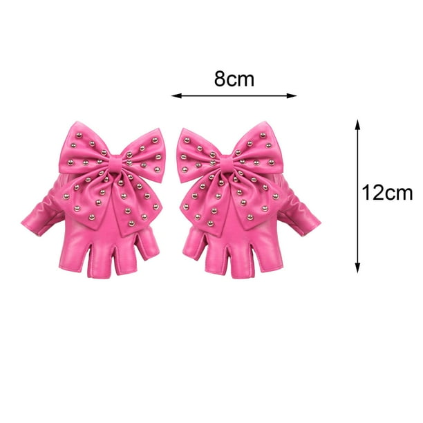 Half Finger Gloves Stylish Fingerless Gloves Women Leather Gloves for Halloween Pink