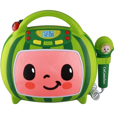 eKids Cocomelon Karaoke Machine, Portable Bluetooth Speaker with Microphone and Built-in Music for Kids