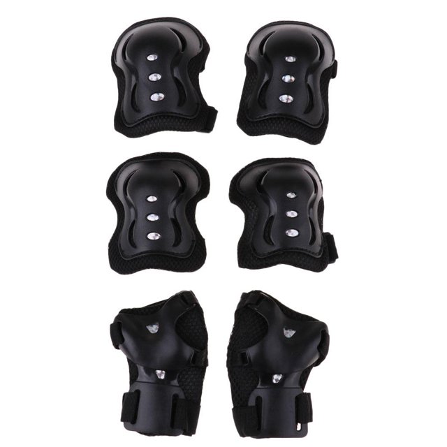 Set de 6pcs Almohadillas de Protección para , Coderas, Rodilleras, Muñequeras para Patines, Bici, Patineta Negro Soledad Rodilleras y coderas para niños