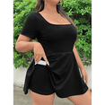 thumbnail image 7 of Women'S Mini Dress Square Neck Short Sleeve Ruffle Hem Dresses with Built in Shorts Black XXL, 7 of 7