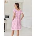 thumbnail image 4 of EKOUAER Cotton Nightgowns for Women Lace Trim Sleep Shirts Short Sleeve Night Shirts Sleep Dress with Pockets, 4 of 6
