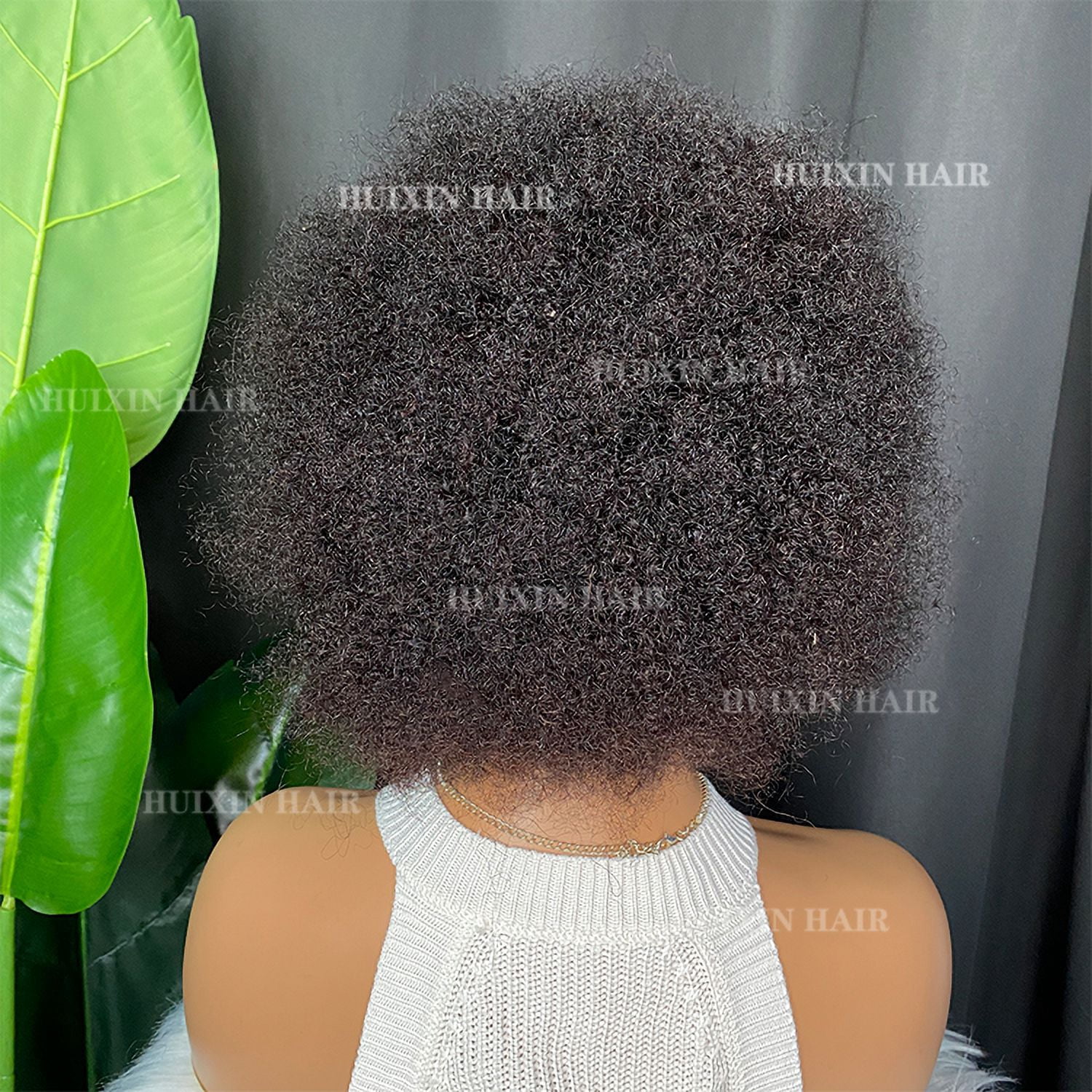 Vendor kinky curly human hair regular bang wig short inch wig P150