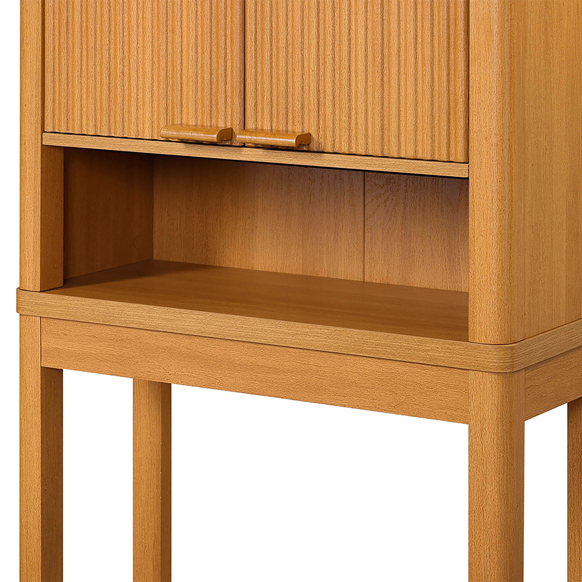 Beautiful Fluted Over-The-Toilet Storage Cabinet, Warm Honey