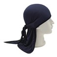 thumbnail image 4 of Head Wrap Hat Long Tail Transpirable Pañuelo suave Wave Caps Pañuelo para la cabeza para Chemo Azul marino Hugo Sombrero para la cabeza, 4 of 6
