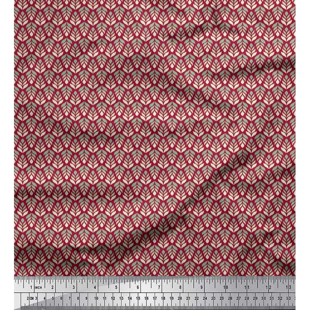 Soimoi Rayon Fabric Leaves Small Printed Craft Fabric by The Yard 42 Inch Wide