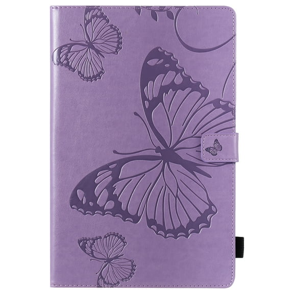 Case for Galaxy Tab A 10.5" 2018 SM-T590 T595 T597, Slim Fit Folio Flip PU Leather Butterfly Embossed Smart Stand Cover Auto Wake/Sleep Shockproof Protection TPU Back Cover, Purple