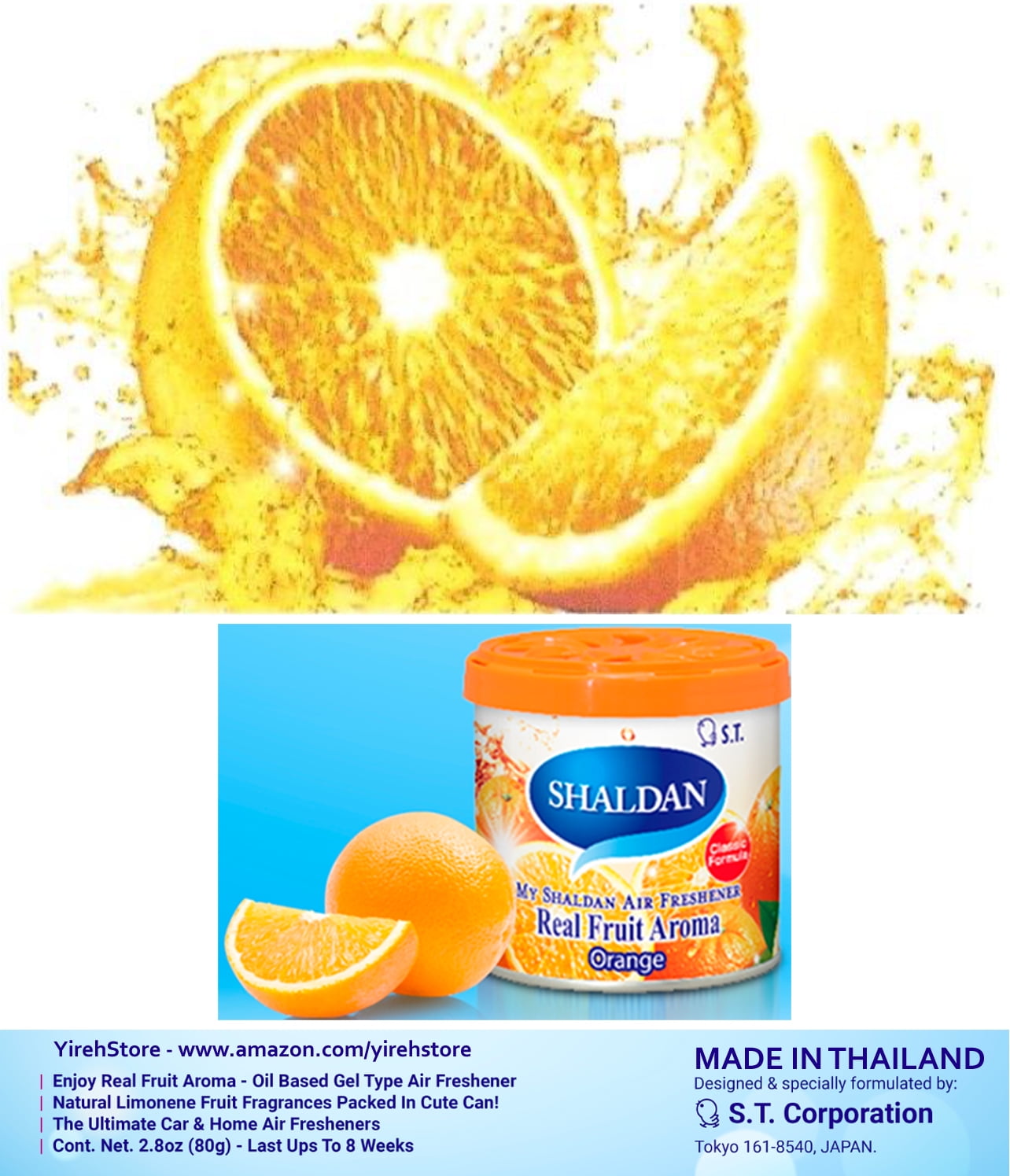 YirehStore My Shaldan Orange Scent 6-cans, Original Classic Formula, Car Cup-holder Natural air freshener, Real Fruit Aroma