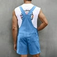 thumbnail image 5 of BXINGOHAI Mens Casual Bib Overall Shorts Lightweight Loose Fit Denim Jumpersuit Walkshort Pockets Rompers Sky Blue,S, 5 of 6