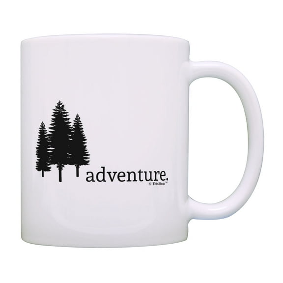 ThisWear Camping Gifts Outdoor Adventure Coffee Mug Hiking Mug Pine Tree Adventure Coffee Mug