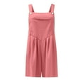 thumbnail image 4 of TAGOLD Womens Summer Jumpsuit,Fashion Women Casual Sold Color Shoulder Button Suspender Jumpsuits Wide Pocket Leg Pant Pink 12, 4 of 4