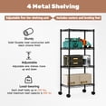 thumbnail image 4 of CONCETTA 4 Tier Heavy Duty Storage Shelves with Wheels, Adjustable Shelving Unit for Garage Kitchen Pantry, 200 lbs per Shelf, Black, 23" L x 13" W x 47" H, 4 of 9