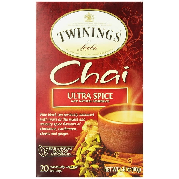 Twinings of London Ultra Spice Chai Tea Bags, 20 Count (Pack of 6