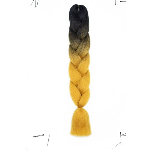XmhyTop 6-Pack 100g Each 24-Inch Premium Heat-Resistant Synthetic Braiding Hair, Versatile for Twist & Crochet Braids, Women's Hair Extensions，Black to Dark Yellow