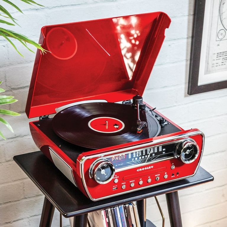 H67希少品 動作品✨　CROSLEYレッドダイヤル式公衆電話　コレクション Crosley Powel 7-in-1 Vinyl Record Player - Audio Turntables