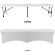 YOUR CHAIR COVERS - Stretch Spandex 6 ft. Lifetime Bench Cover - White Removable and Washable Stretch Fit Lifetime Bench Covers