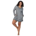 thumbnail image 3 of Aria Women’s Brushed Jersey 34” Long Sleeve V-Neck Sleepshirt, Sizes XS-4X, 3 of 3