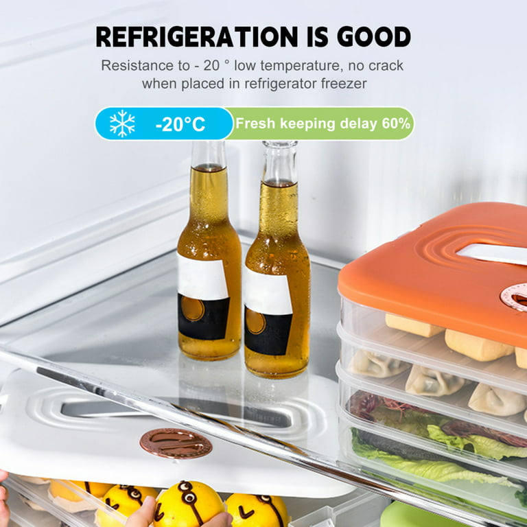 Dumpling Freezer Storage Trays Large Capacity Stacking Storage Tray for  Home Kitchen Refrigerator Orange First Floor 