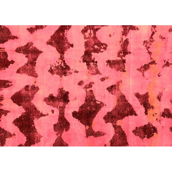 Ahgly Company Indoor Rectangle Abstract Orange Modern Area Rugs, 2' x 3'