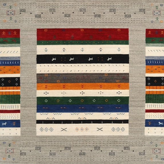Ahgly Company Indoor Square Contemporary Brown Abstract Area Rugs, 5' Square