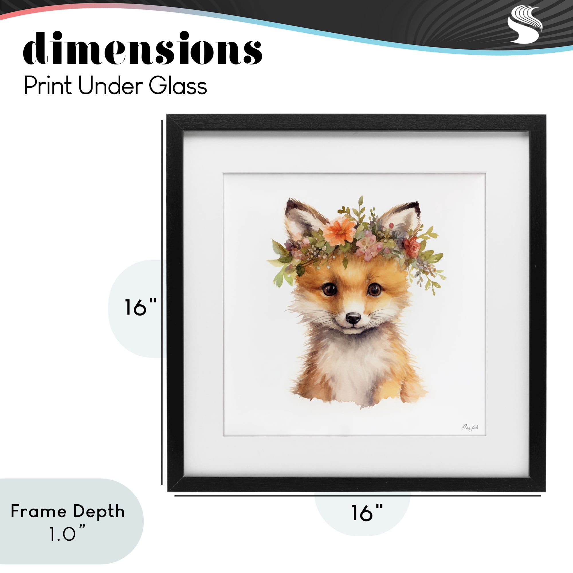 Stupell Industries Woodland Fox Flower Crown Black Framed Print Under Glass, design by Roozbeh
