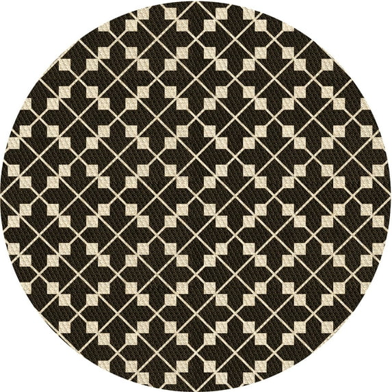 Ahgly Company Indoor Round Patterned Bullet Shell Brown Area Rugs, 8' Round