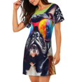 thumbnail image 2 of Disketp Rainbow Bulldog Sunglasses para Camisón Corto de Manga Corta para Mujeres, Camisón Cómodo con Escote Redondo, Bonito y Confortable, 2 of 6