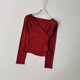thumbnail image 5 of Traje de Yoga de manga larga con cuello en V, camiseta para adelgazar y correr, traje de entrenamiento físico como Base desgaste externamente, ropa de mujer, 5 of 6