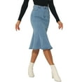 thumbnail image 4 of INSPIRE CHIC Women's Skirts Fishtail Bodycon High Waist Midi Jean Denim Skirt S Light Blue, 4 of 6