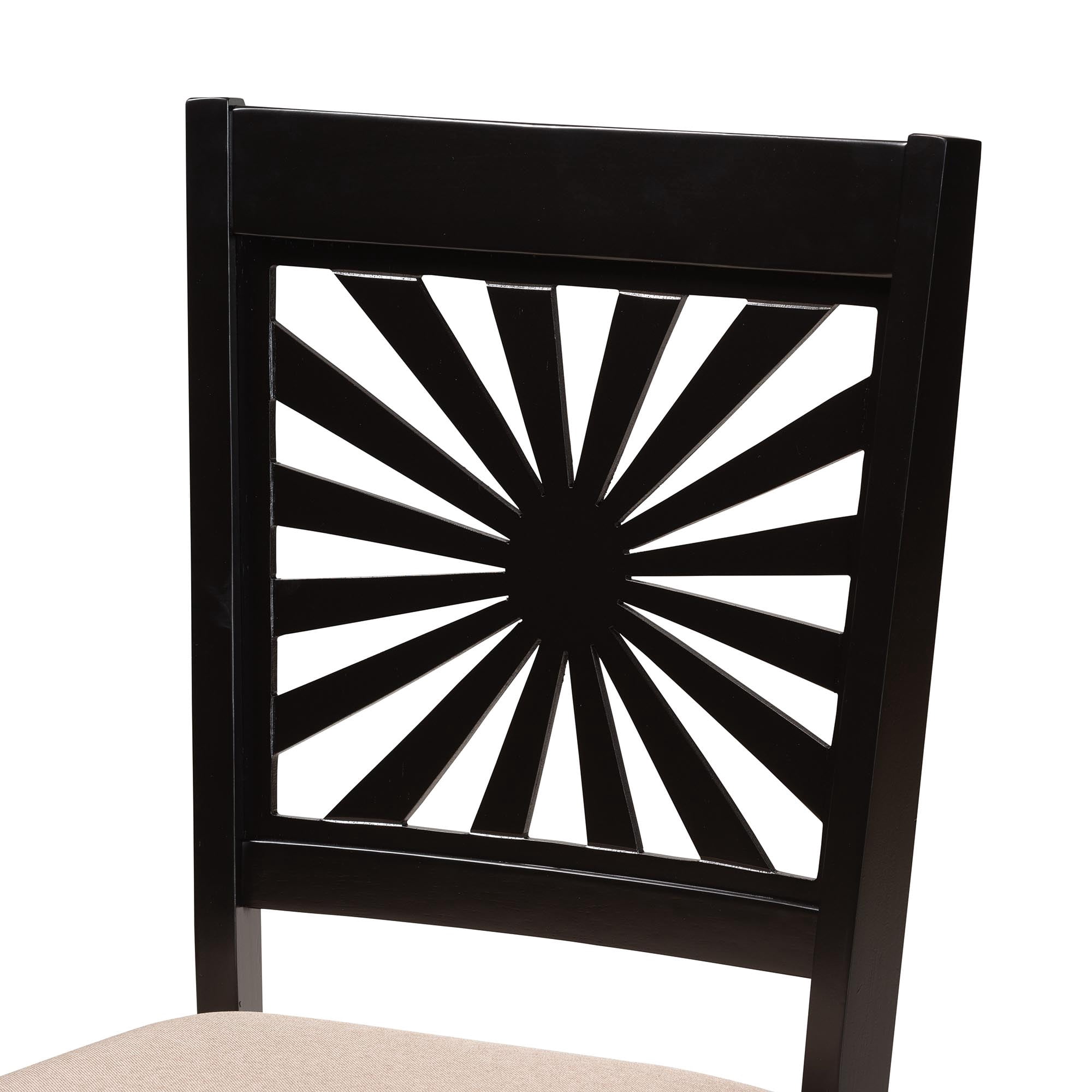 Baxton Studio Olympia Modern Beige Fabric and Espresso Brown Finished Wood 2-Piece Dining Chair Set