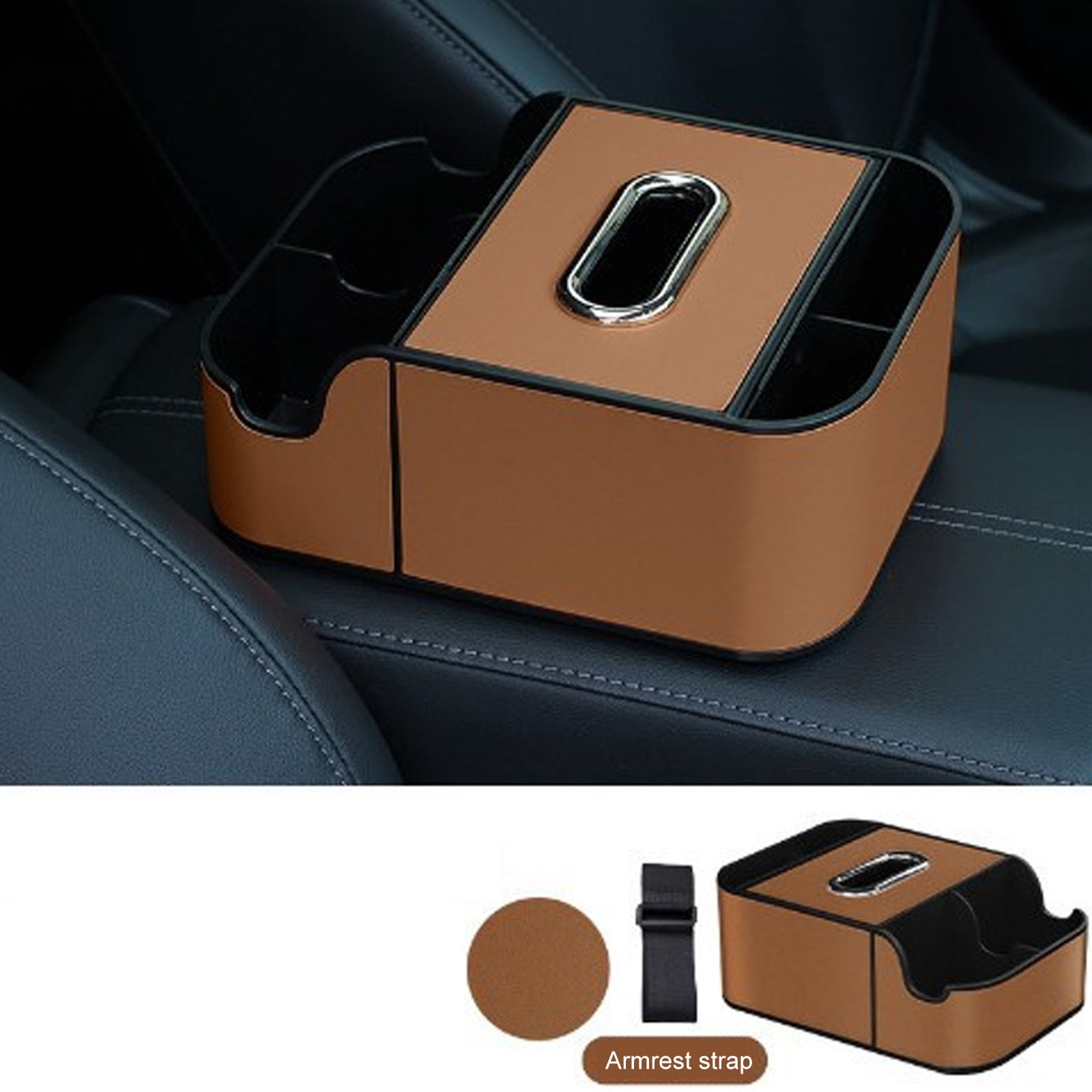 Center Console Leather Tray Car Seat Organizers Car Armrest Extra Storage Box Car Interior Storage Box with Phone Slot