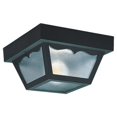 thumbnail image 2 of Outdoor Ceiling 1-Light 8.25 In. W Black Plastic Square Flush Mount Ceiling Fixture With Clear Textured Glass Shade, 2 of 3