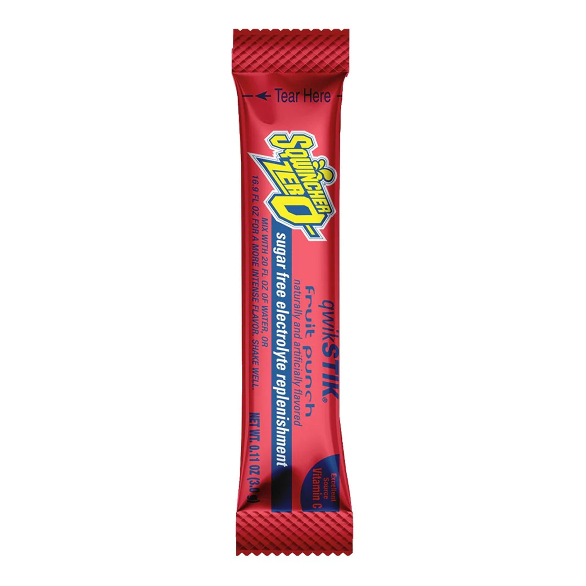 Sqwincher Quik Stik Zero Oral Electrolyte Solution Fruit Punch 0.11 oz. Packet 50 Ct