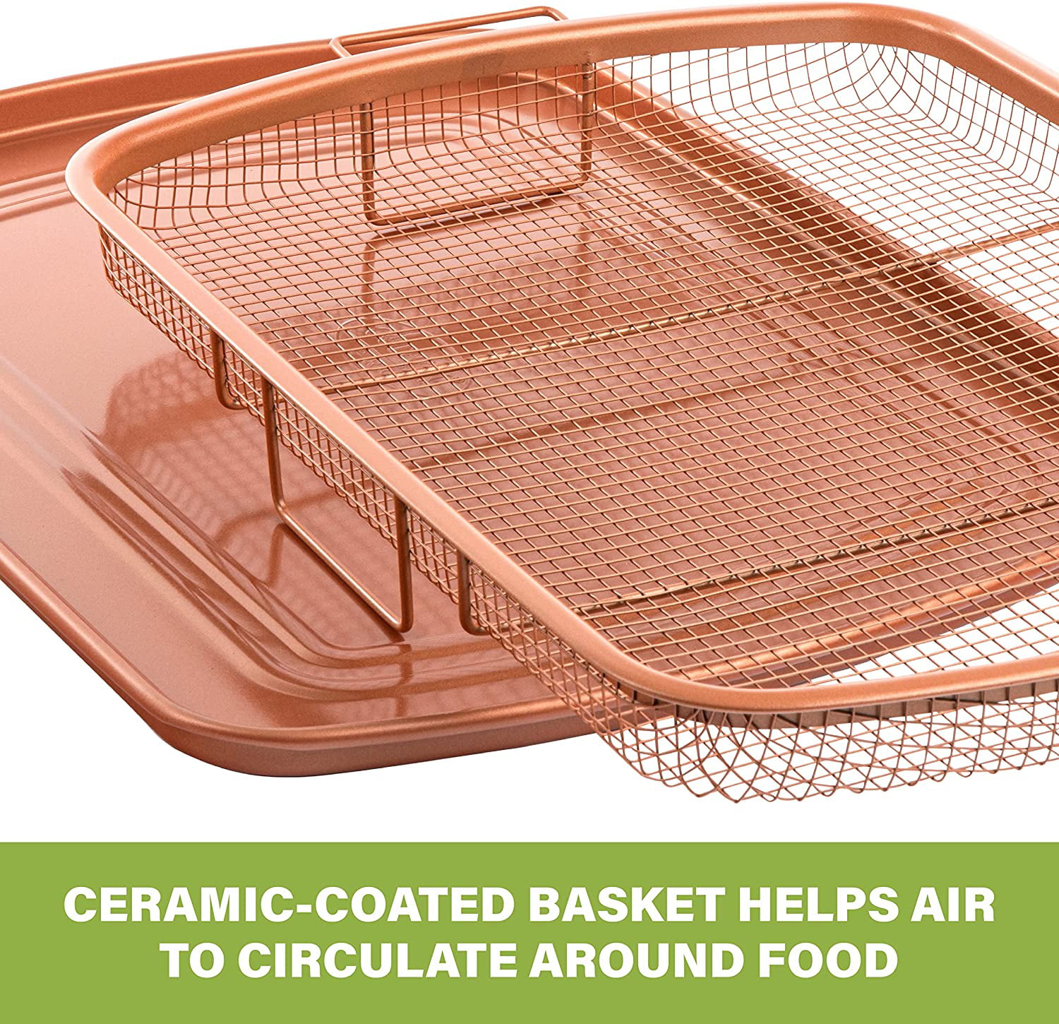 Gotham Steel Crisper Tray for Oven, 2 Piece Nonstick Copper Crisper Tray  and Basket, Air Fry in your Oven, Great for Baking and Crispy Foods, As  Seen