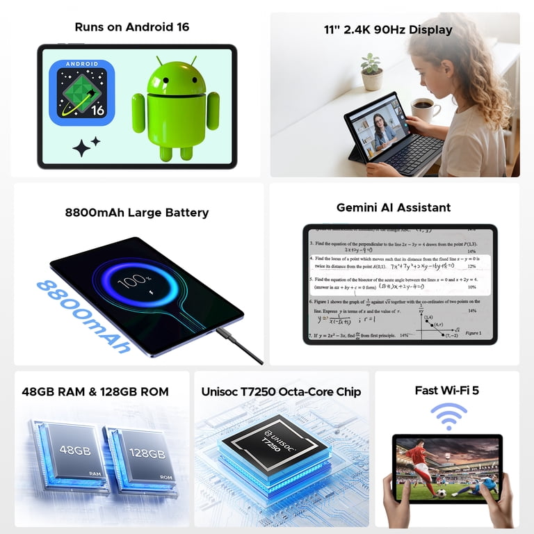 Aorlym P11 Pro 11 inch Tablet with Android 16 & Gemini AI, 48GB