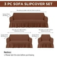 thumbnail image 3 of 3 Pcs Sofa Slipcover Set for Couch Cushion Durable Washable High Elastic Stretchable Furniture Couch Covers with Skirt for Sofa Loveseat Arm Chair(Brown,Seersucker), 3 of 12