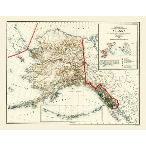 Historic State Map - Alaska - Graham 1906 - Vintage Wall Art