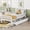 White, variant on Full Size Platform Bed with Storage Drawers, Wood Storage Bed Frame with Guardrails on Both Sides for Kids Teens Adults Bedroom, No Box Spring Needed, Easy Assembly, White