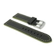 thumbnail image 3 of Leather Watch Strap Band, Racer, 22mm Black with Colored Stitching, Stainless Steel Buckle, 3 of 8