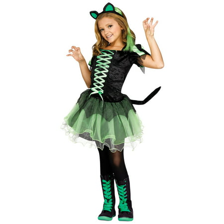 Cat Queen Girls Child Dark Gothic Princess Halloween Costume
