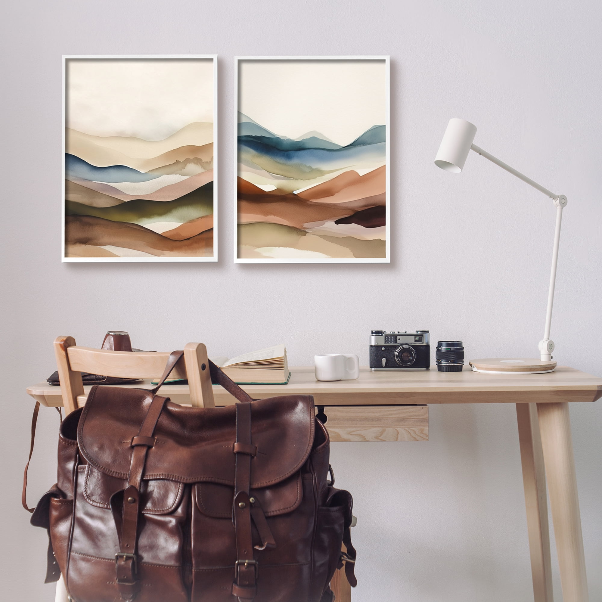 Stupell Industries Abstract Desert Dunes Landscape Painting White Framed Art Print Wall Art, 16 x 20
